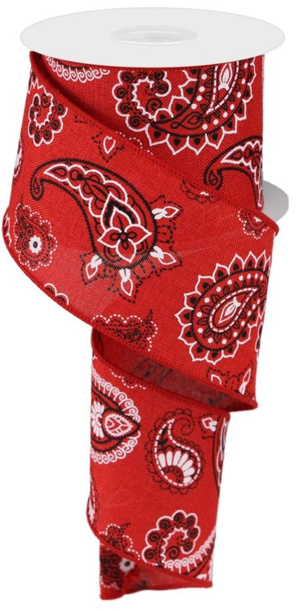 10 Yards - 2.5" Wired Red Bandana Ribbon