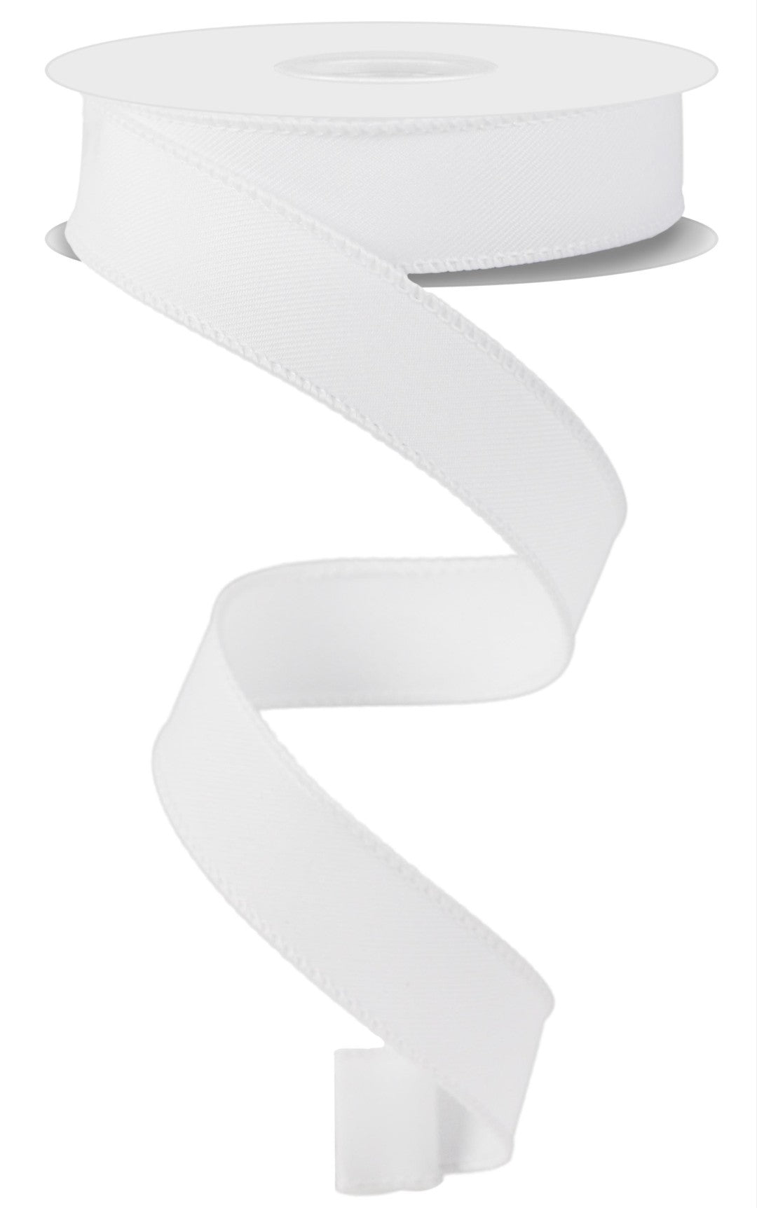 10 Yards - 7/8" Wired Solid White Ribbon