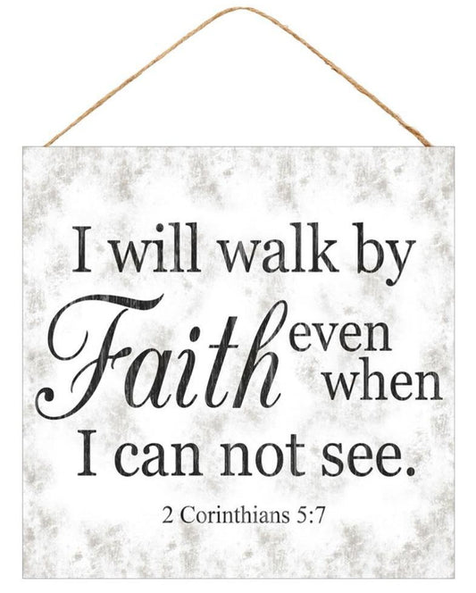 10" Square Walk By Faith Wreath Sign