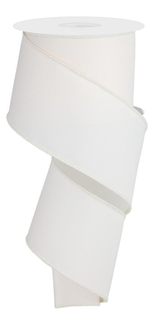 10 Yards - 2.5" Wired Solid Cream Ribbon