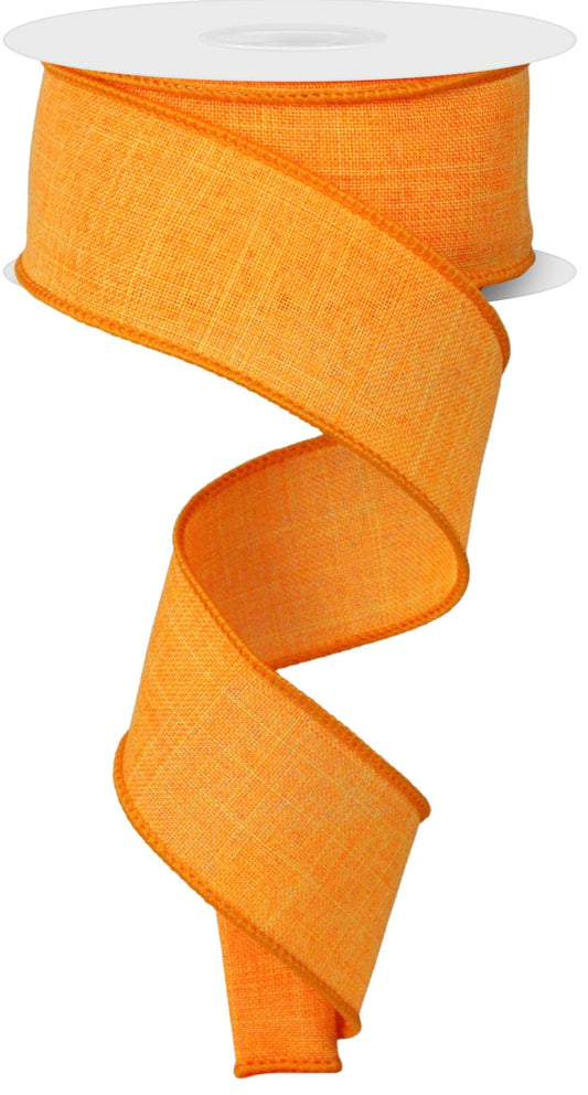 10 Yards - 1.5" Wired Solid Orange Ribbon