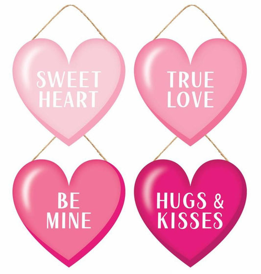 4 Piece Set of 6" Valentines Day Conversation Hearts