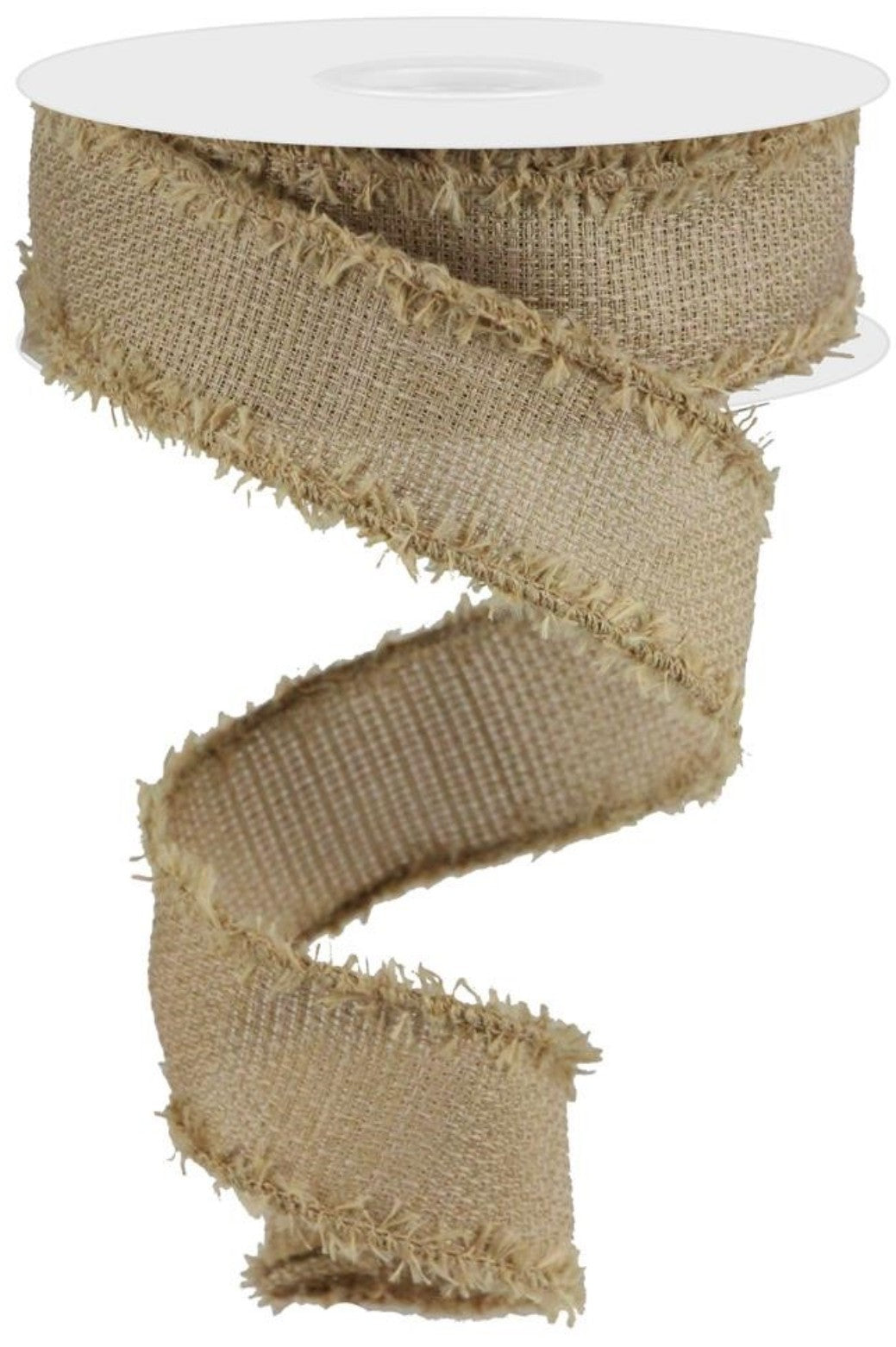 10 Yards - 1.5" Wired Natural Ribbon with Natural Frayed Edge