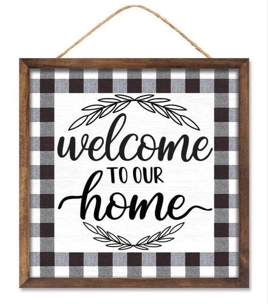 10" Square Welcome to our Home Wreath Sign