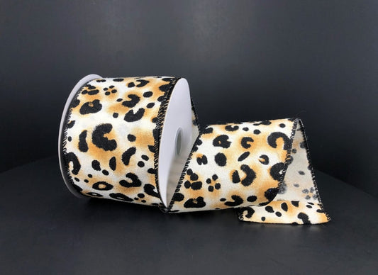 10 Yards - 2.5" Wired Cheetah Print Ribbon