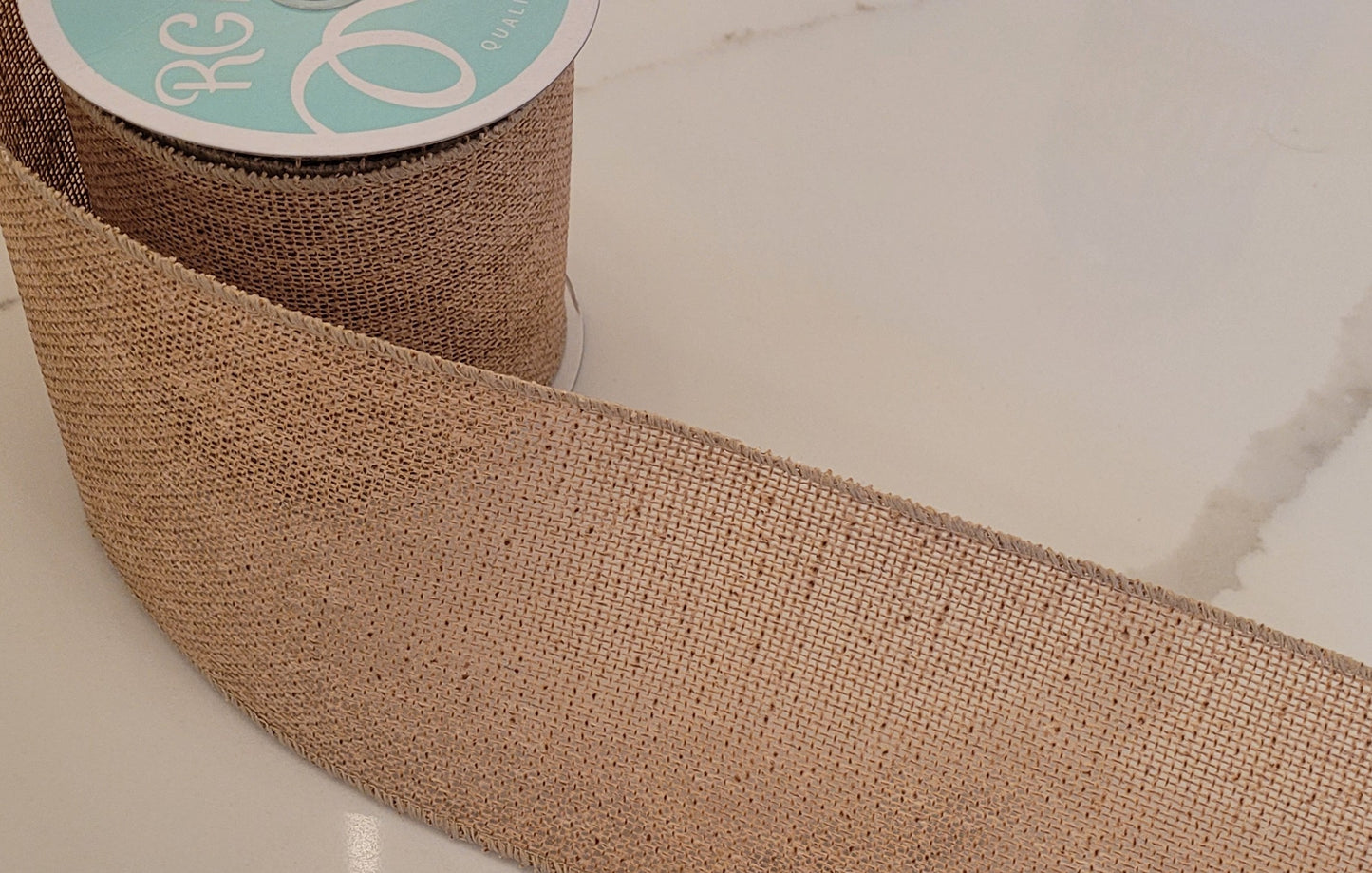 10 Yards - 4" Wired Natural Burlap Ribbon