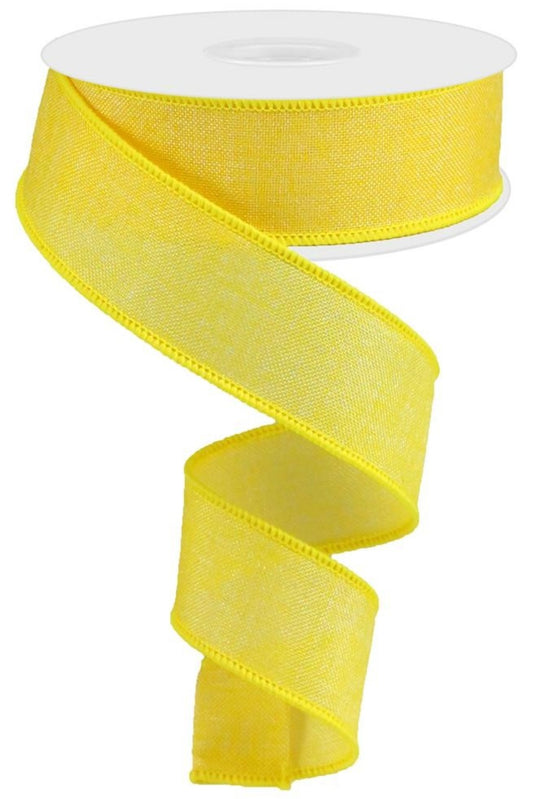 10 Yards - 1.5" Wired Solid Yellow Ribbon