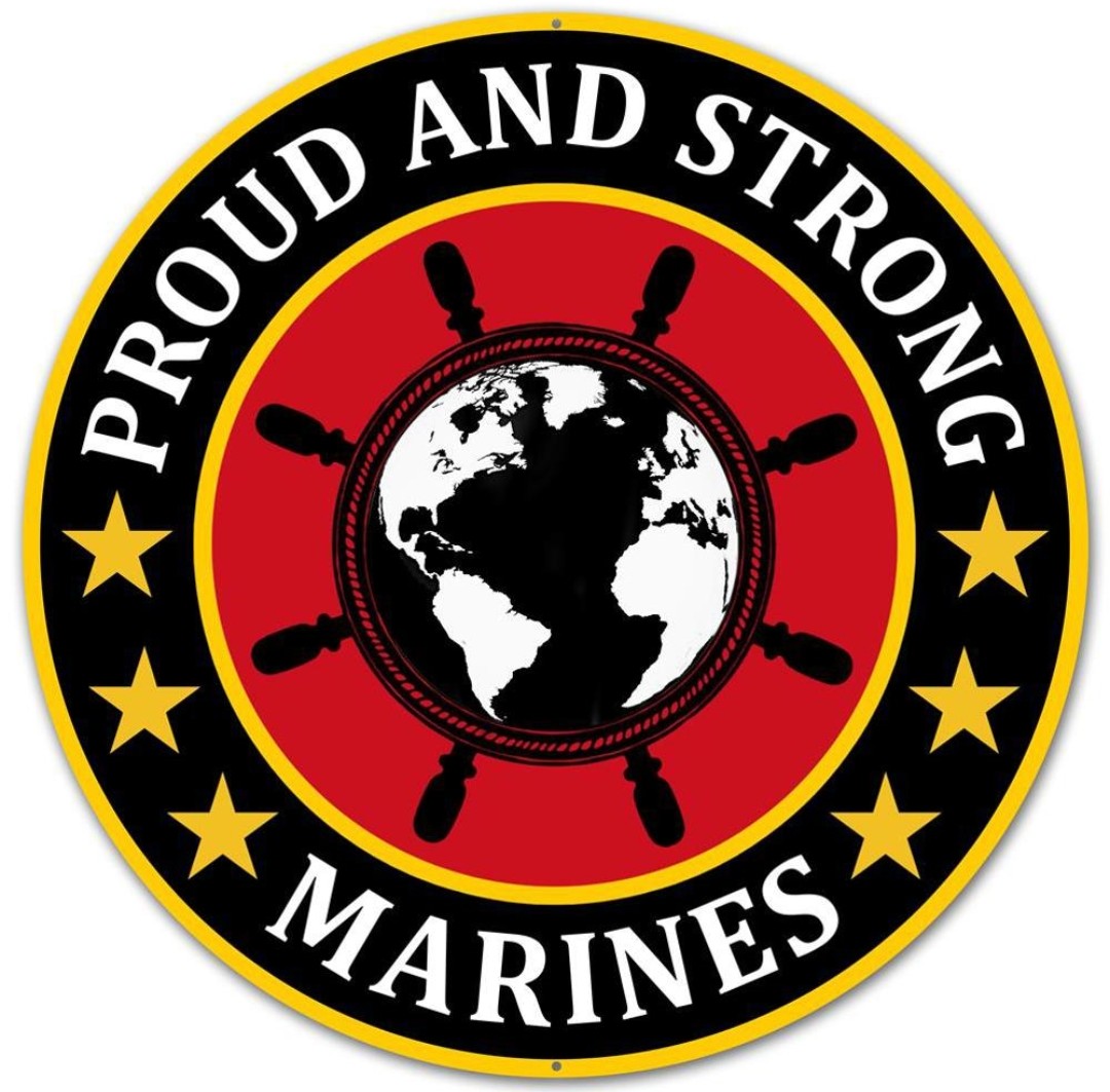 12" Round Metal Proud and Strong Marines Wreath Sign