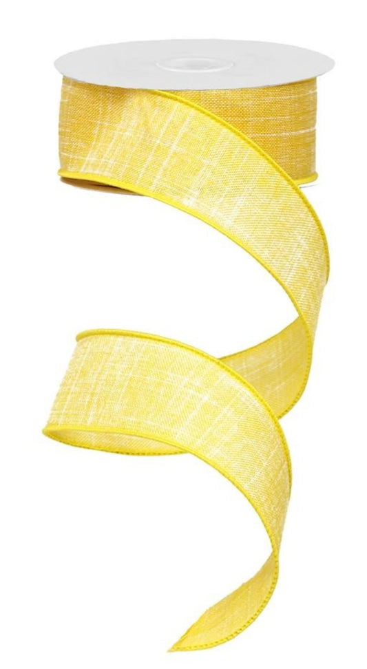 10 Yards - 1.5" Wired Yellow Linen Ribbon