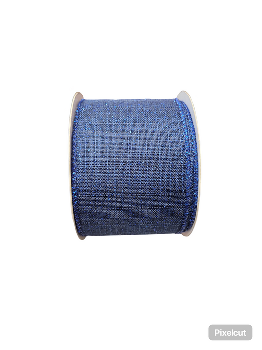 10 Yards - 2.5" Wired Navy Blue Glitter Ribbon