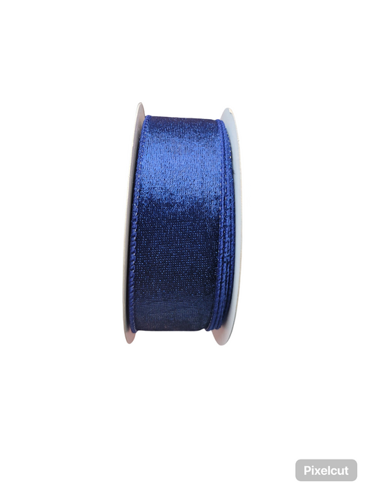 1.5" Wired Navy Blue Velvet Ribbon