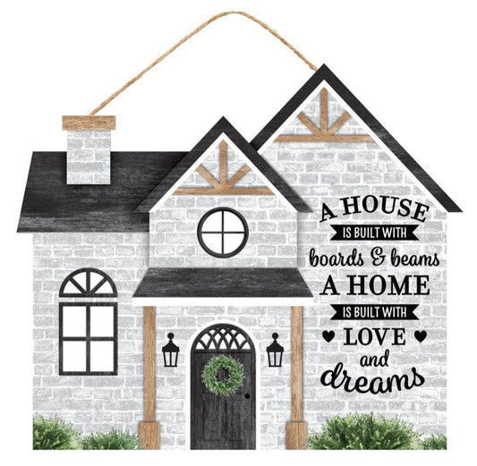 11.25"x9.75" A House is Built Wreath Sign