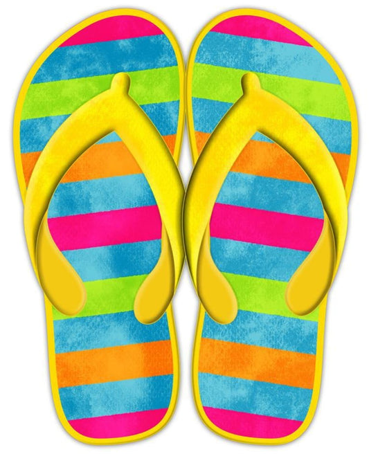 12.75"x10" Metal Embossed Summer Stripe Flip Flop Wreath Sign