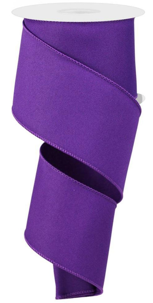 10 Yards - 2.5" Wired Solid Purple Ribbon