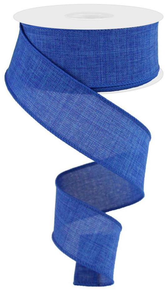 10 Yards - 1.5" Wired Royal Blue Linen Ribbon