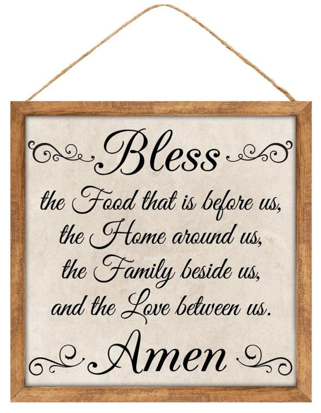 12" Square Bless the Food Wreath Sign