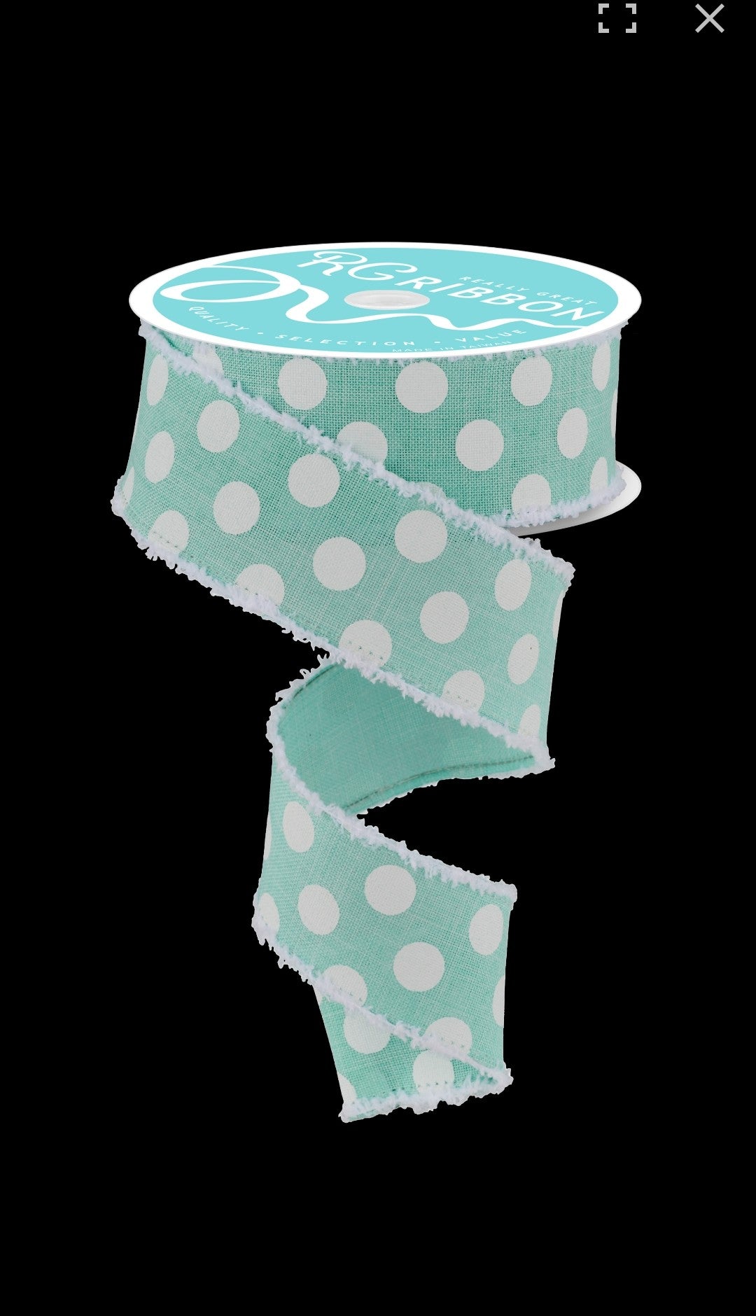 10 Yards - 1.5" Wired Mint and White Polka Dot Ribbon with Snowdrift Edge