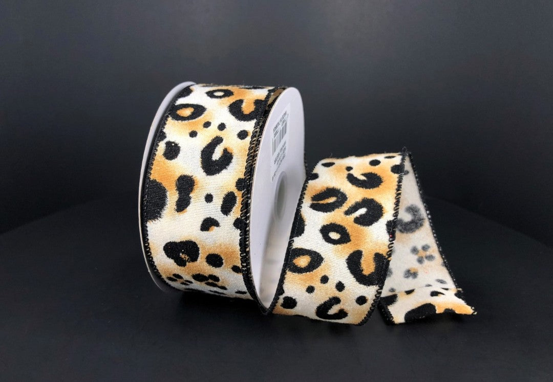 10 Yards - 1.5" Wired Cheetah Print Ribbon