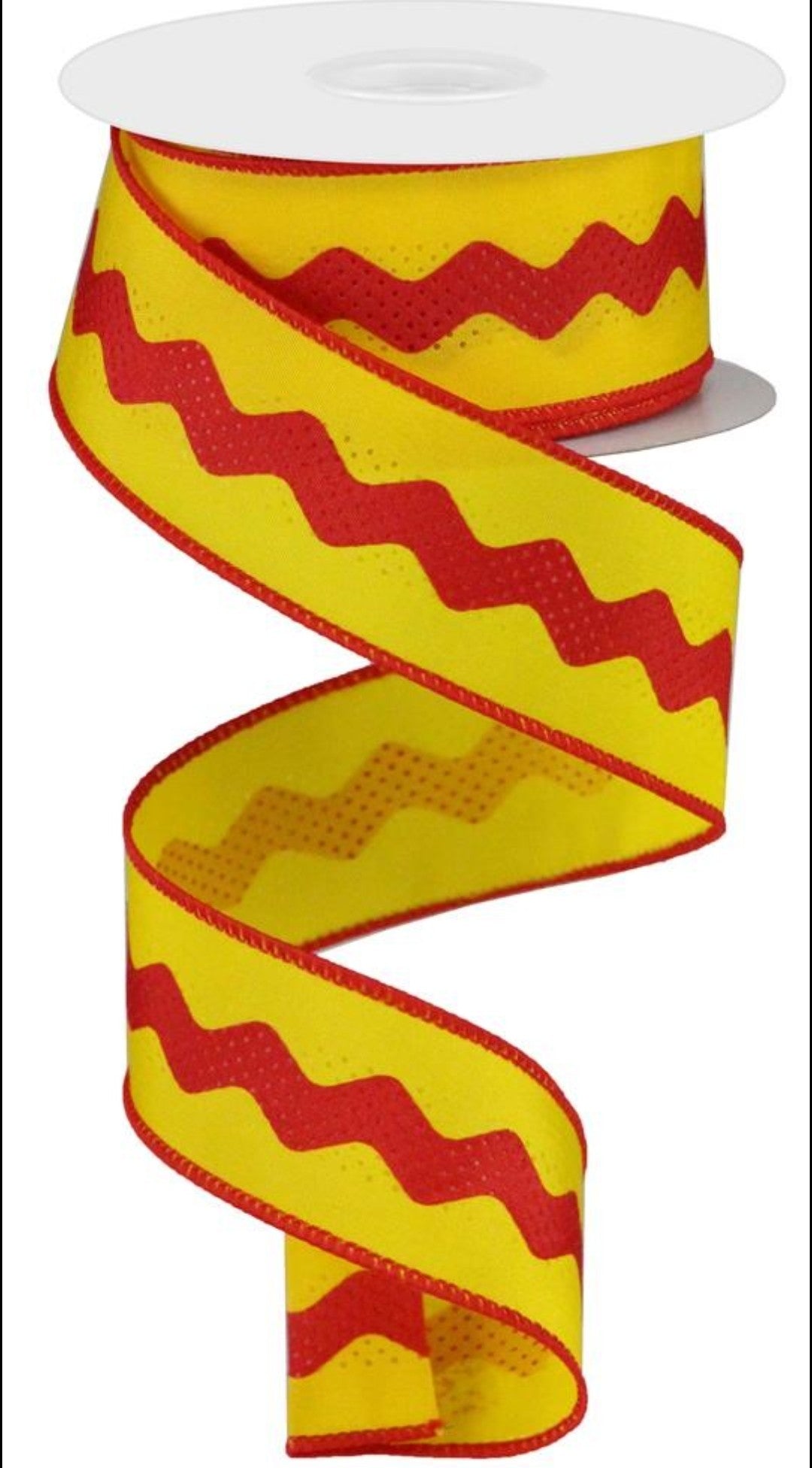 10 Yards - 1.5" Wired Golden Yellow and Dark Red Ric Rac Ribbon - Chiefs Inspired Ribbon