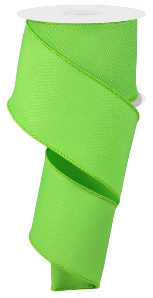 10 Yards - 2.5" Wired Solid Lime Green Ribbon