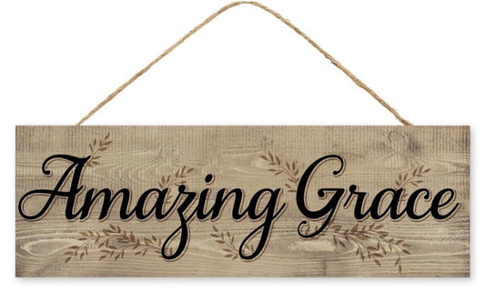 15”x5” Amazing Grace Wreath Sign