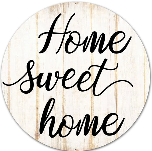 12” Round Metal Home Sweet Home Wreath Sign