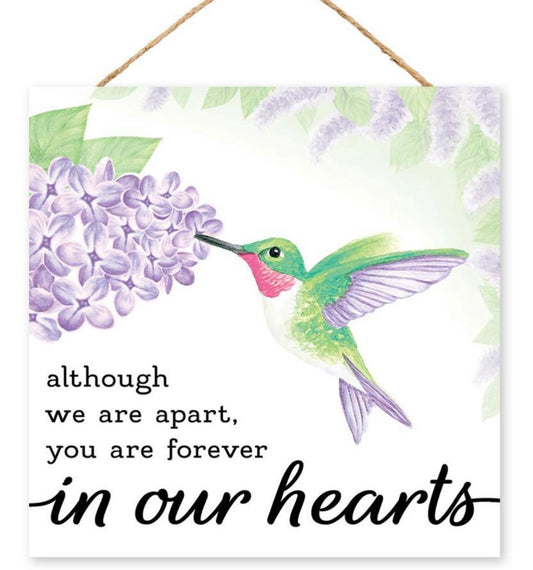 10” Square Hummingbird Bereavement Wreath Sign