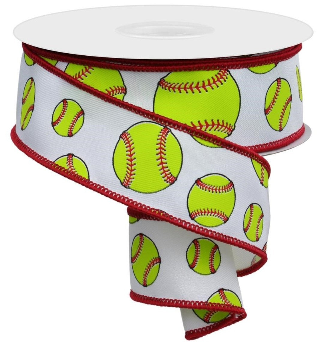 Long Ribbon Softball 10 Yards - 1.5” Wired Softball Ribbon – foxwreathsupplies