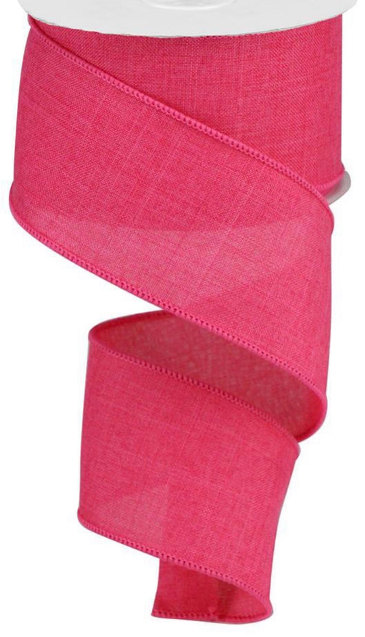 10 Yards - 2.5” Wired Solid Fuschia Linen Ribbon