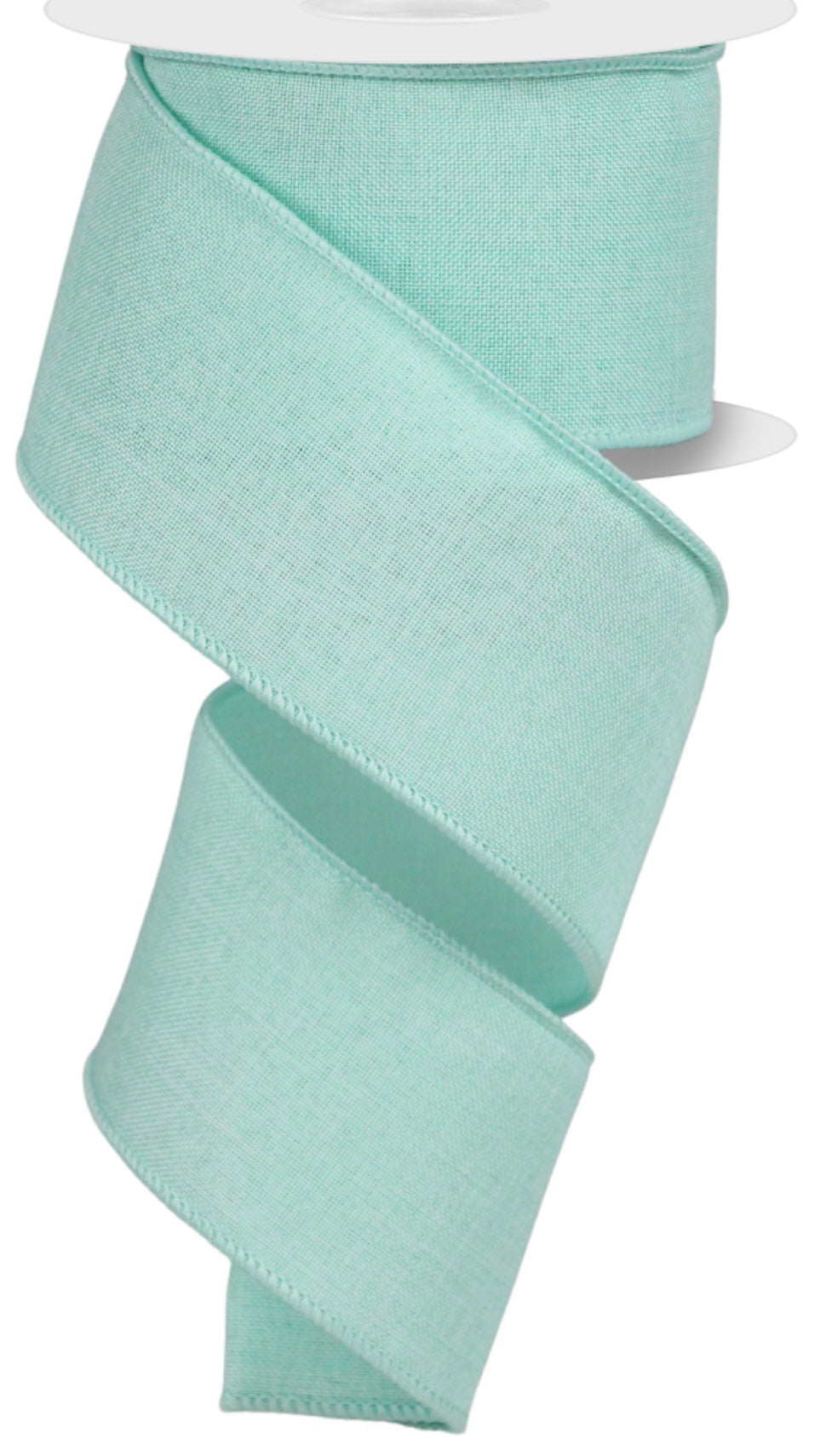 10 Yards - 2.5” Wired Aqua Blue Linen Ribbon