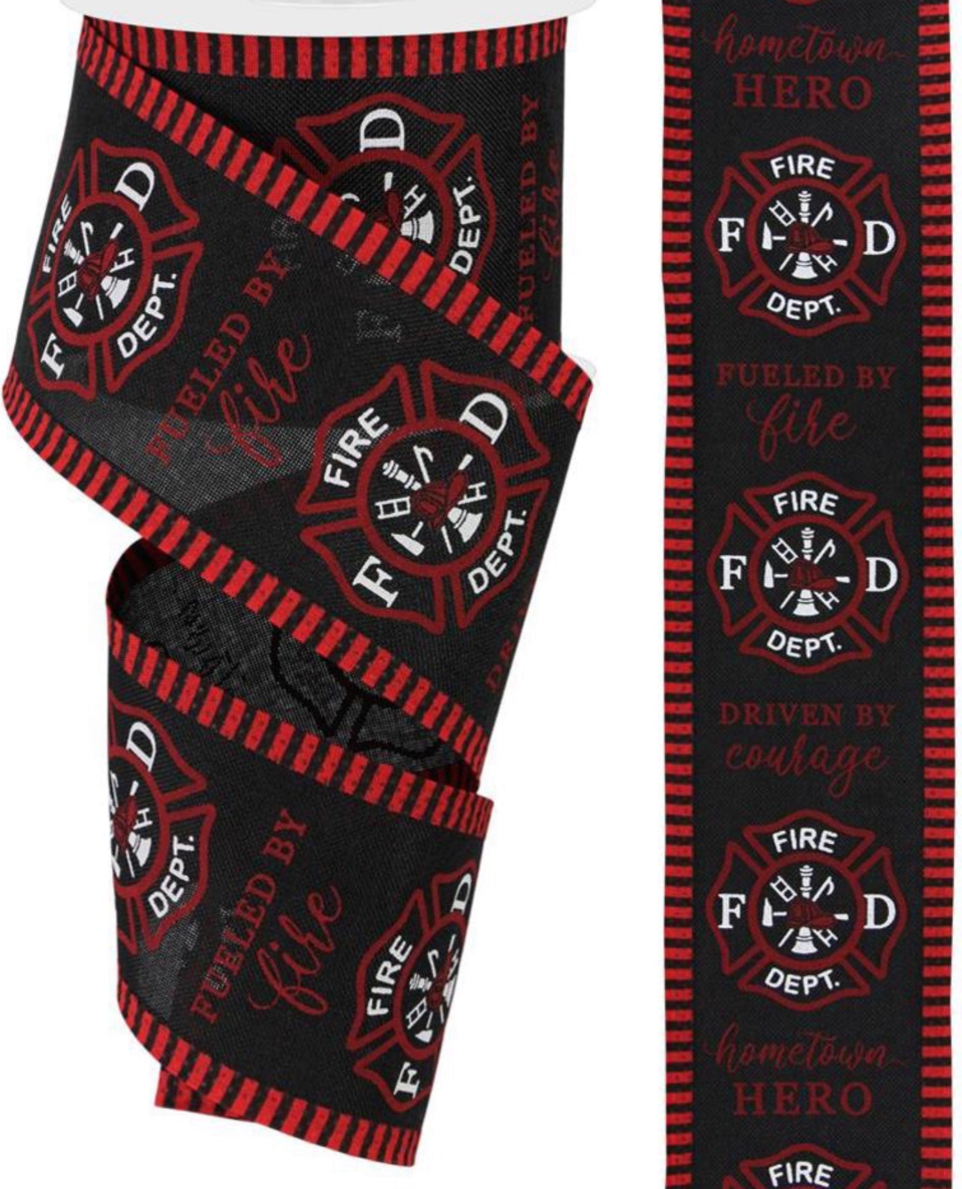 10 Yards - 2.5” Fireman Ribbon with Stripe Edge