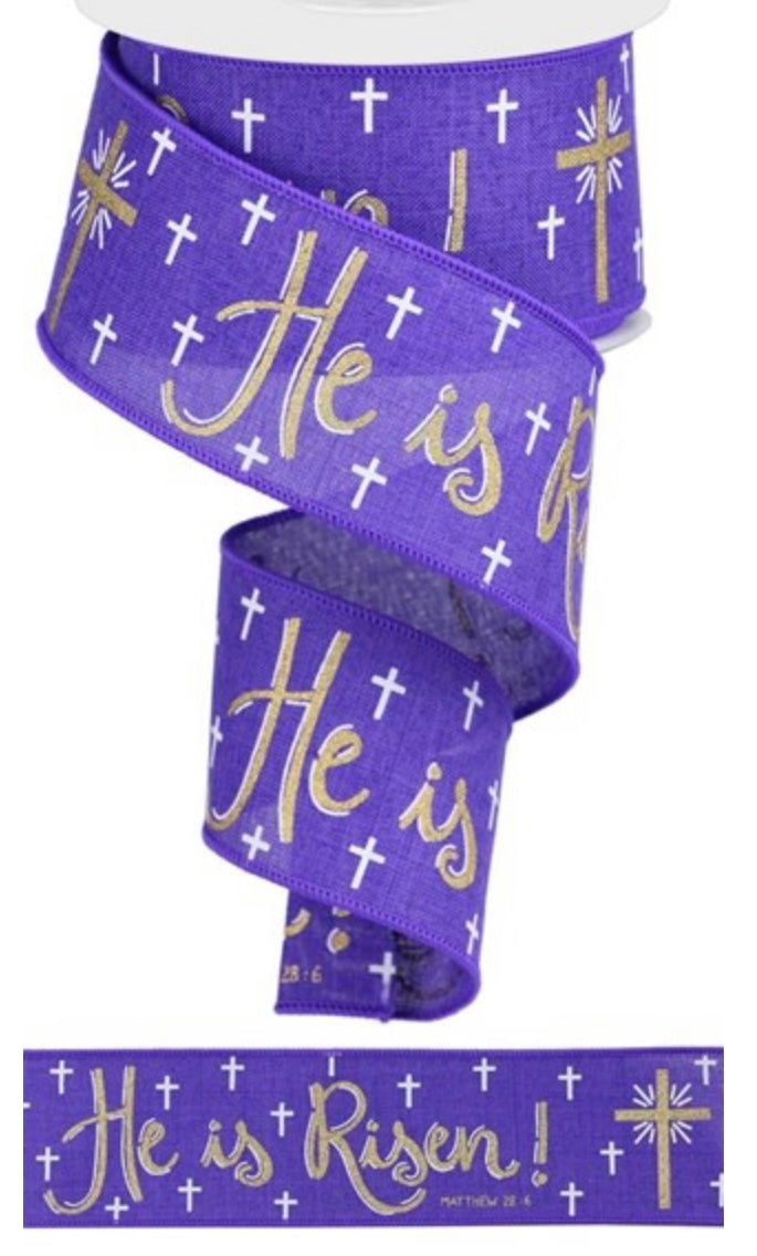 10 Yards - 2.5” Wired He Is Risen Ribbon