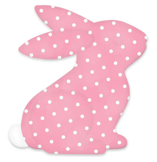 12”x11.2” Metal Pink and White Polka Dot Sitting Bunny Wreath Sign