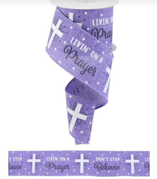 10 Yards - 2.5” Wired Don’t Stop Believin/Livin On A Prayer Ribbon