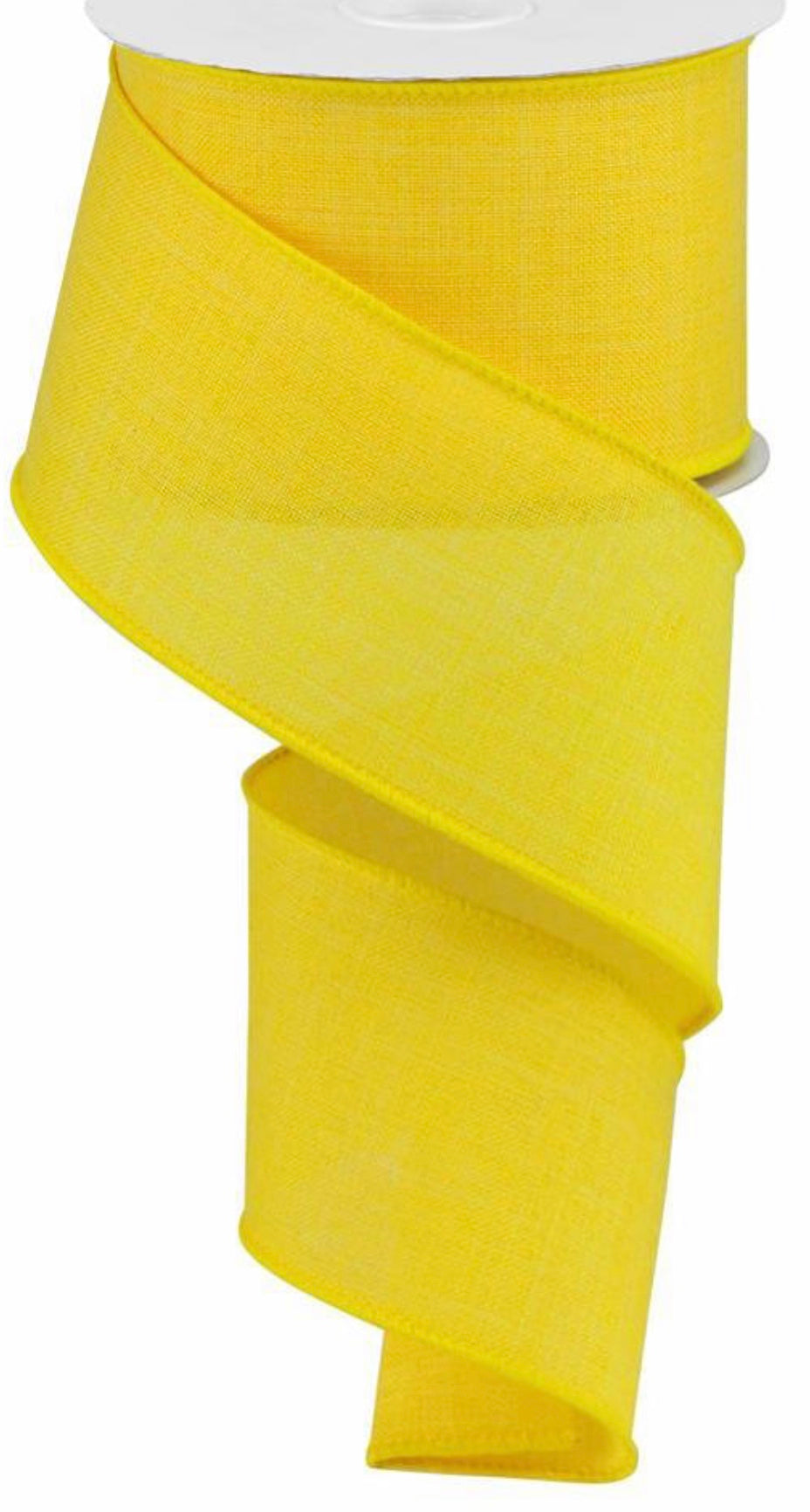 10 Yards - 2.5” Wired Solid Yellow Linen Ribbon