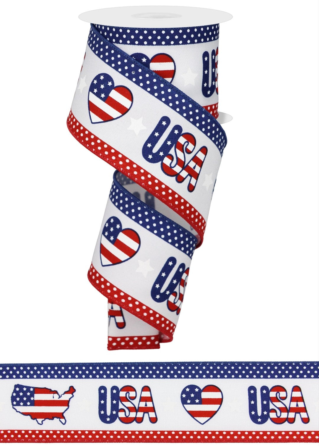 10 Yards - 2.5” Wired Patriotic USA Ribbon