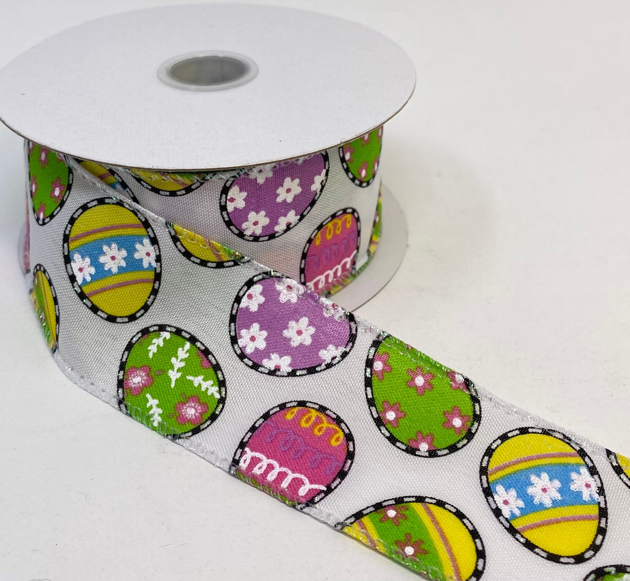 Easter Ribbon Pattern 10 Yards - 1.5” Wired Easter Egg Ribbon – foxwreathsupplies