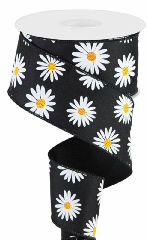 10 Yards - 2.5” Wired Daisy Ribbon