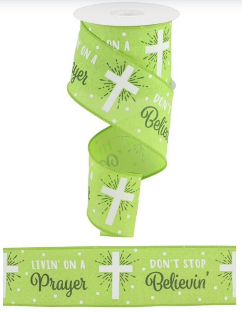 10 Yards - 2.5” Wired Don’t Stop Believin/Livin On A Prayer Ribbon