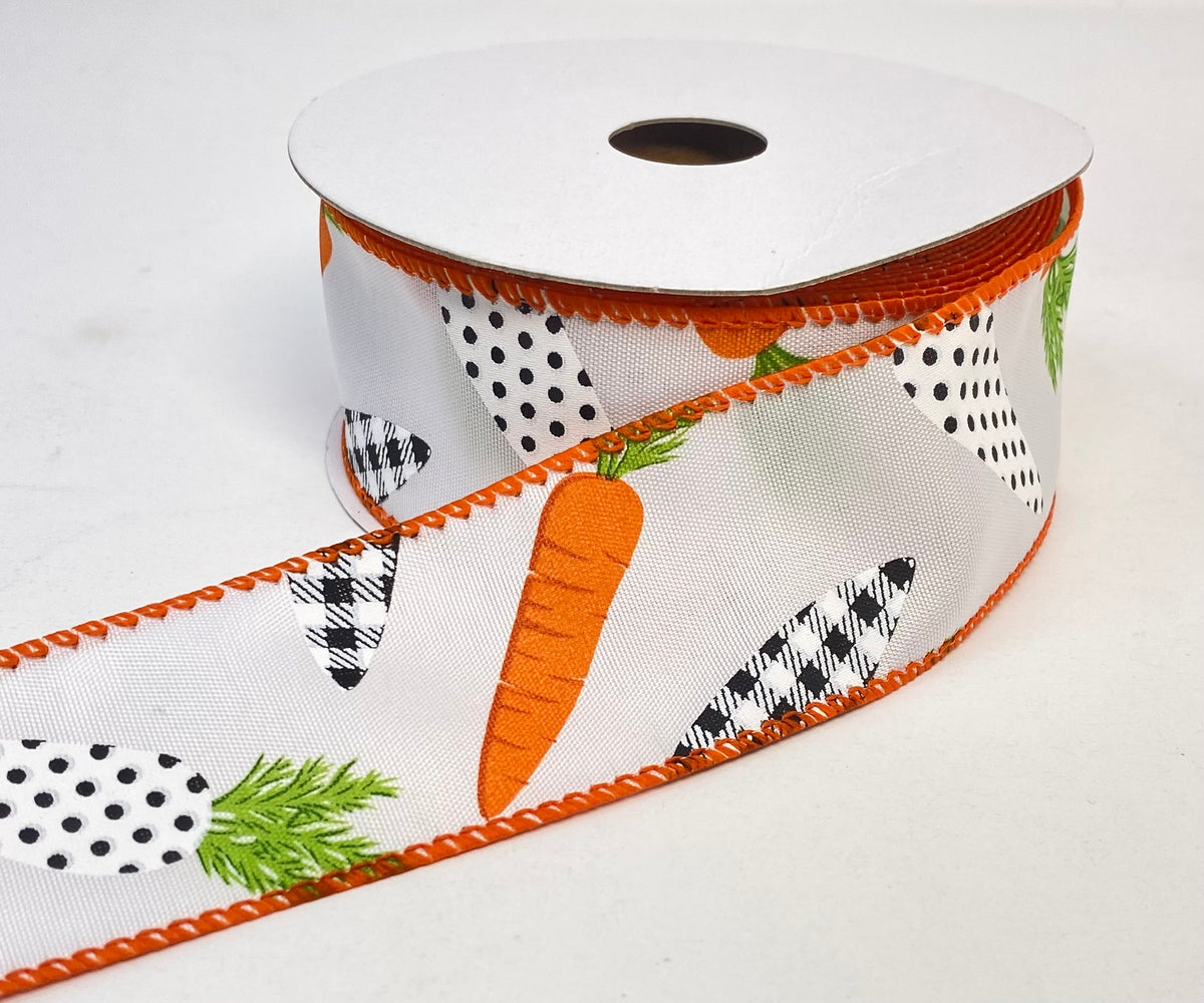 Carrot Ribbon Example 10 Yards - 1.5” Wired Carrot Ribbon – foxwreathsupplies