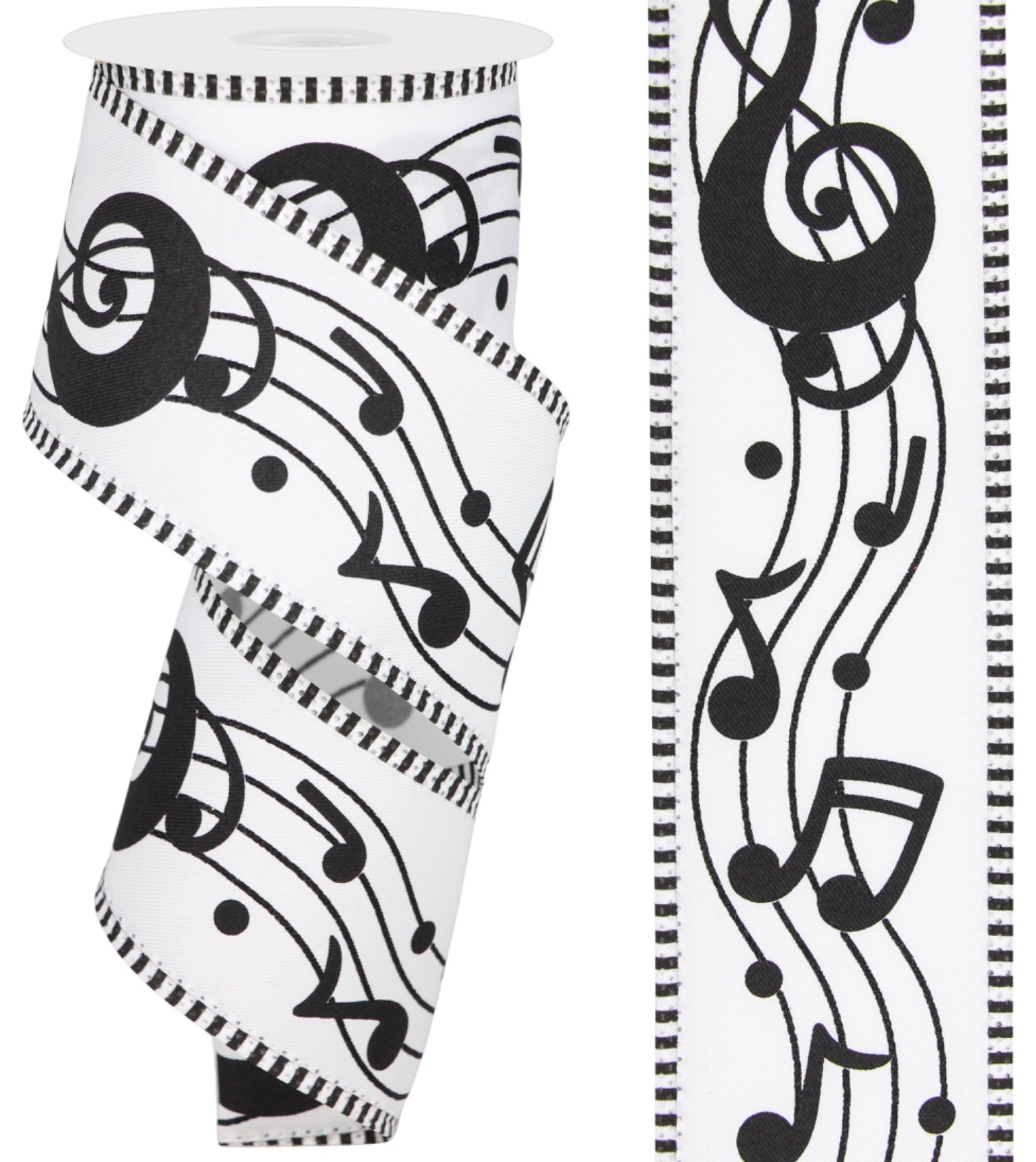 Note With A Ribbon 10 Yards - 2.5” Wired Musical Note Ribbon with Stripe Edge ...