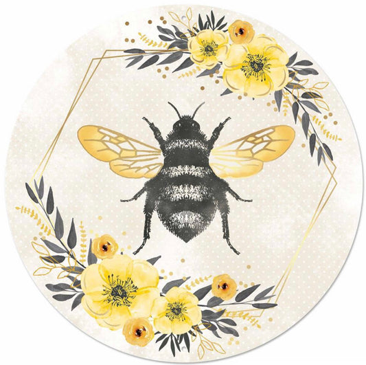 12” Round Metal Bumblebee Wreath Sign