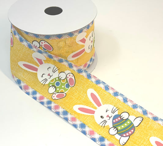 10 Yards - 2.5” Wired Easter Bunny Ribbon