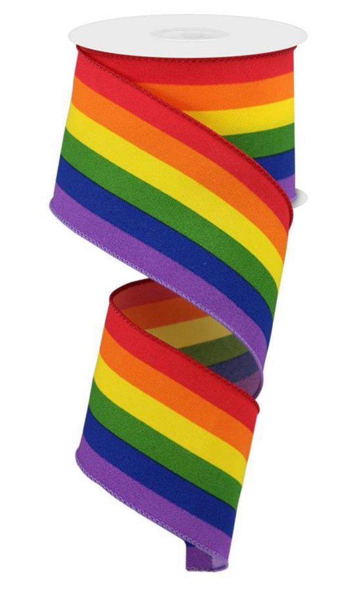 10 Yards - 2.5” Wired Rainbow Ribbon - Pride Ribbon – foxwreathsupplies