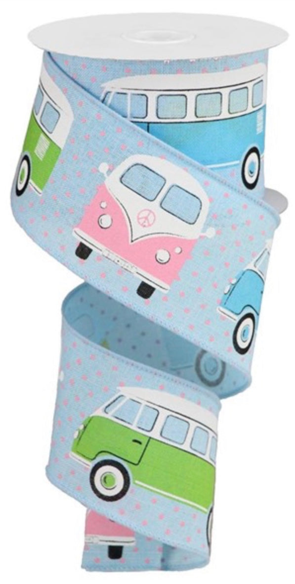 10 Yards - 2.5” Wired Retro Bus Ribbon – foxwreathsupplies