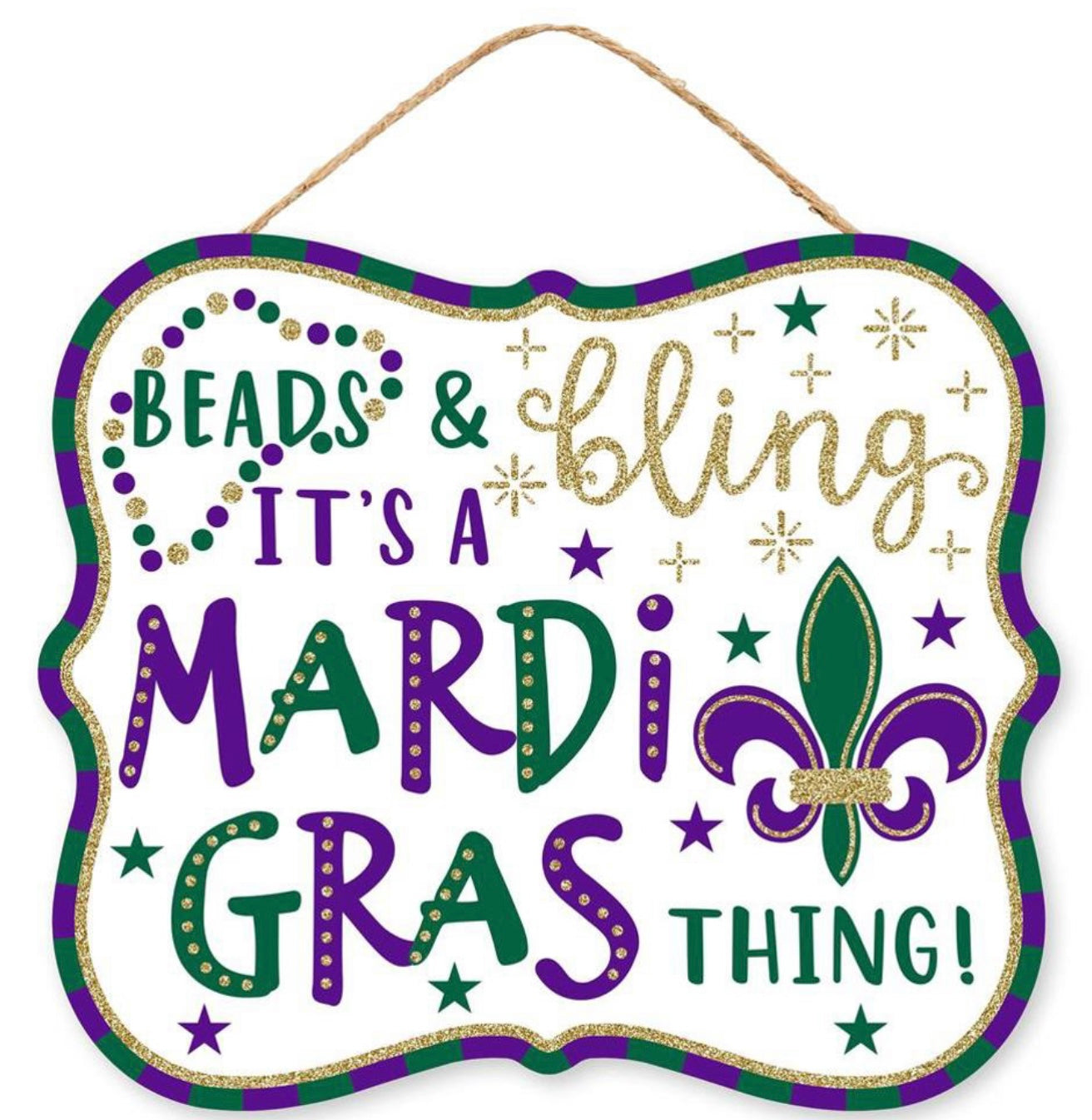 10.5”x9” Mardi Gras Wreath Sign