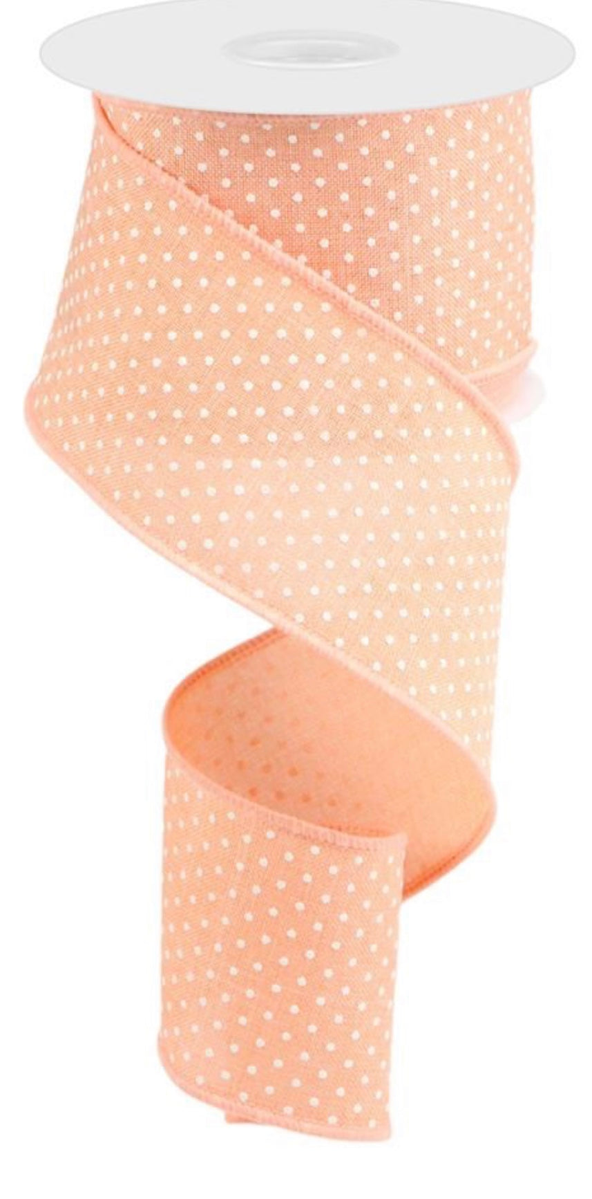 10 Yards - 2.5” Wired Peach Swiss Dot Ribbon