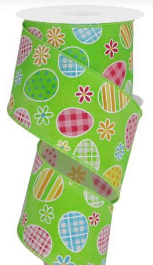 10 Yards 2.5” Wired Easter Egg Ribbon