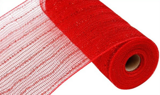 10.25” x 10 Yards Red Tinsel Foil Mesh
