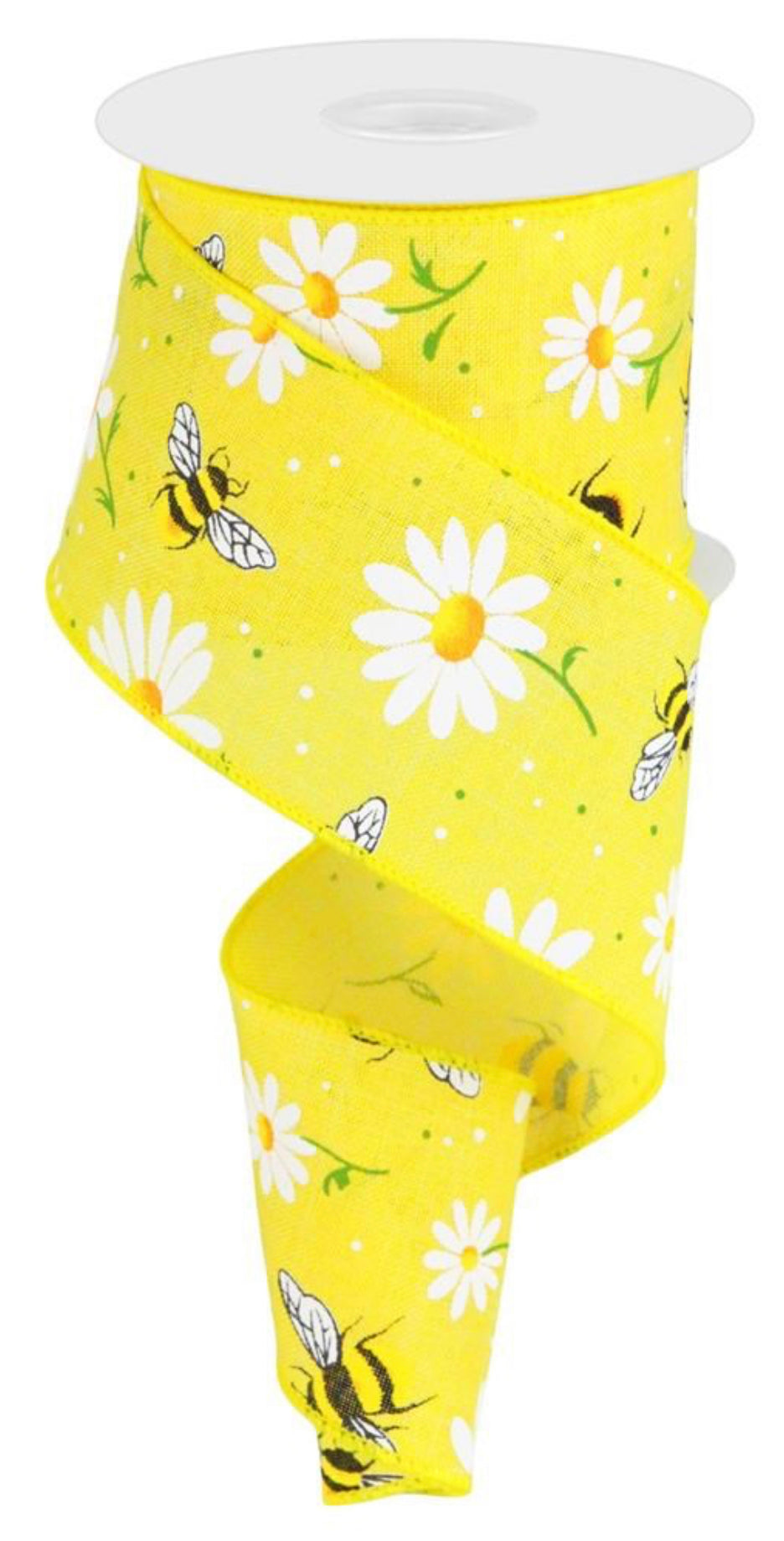 10 Yard - 2.5” Yellow Bee Flower Ribbon